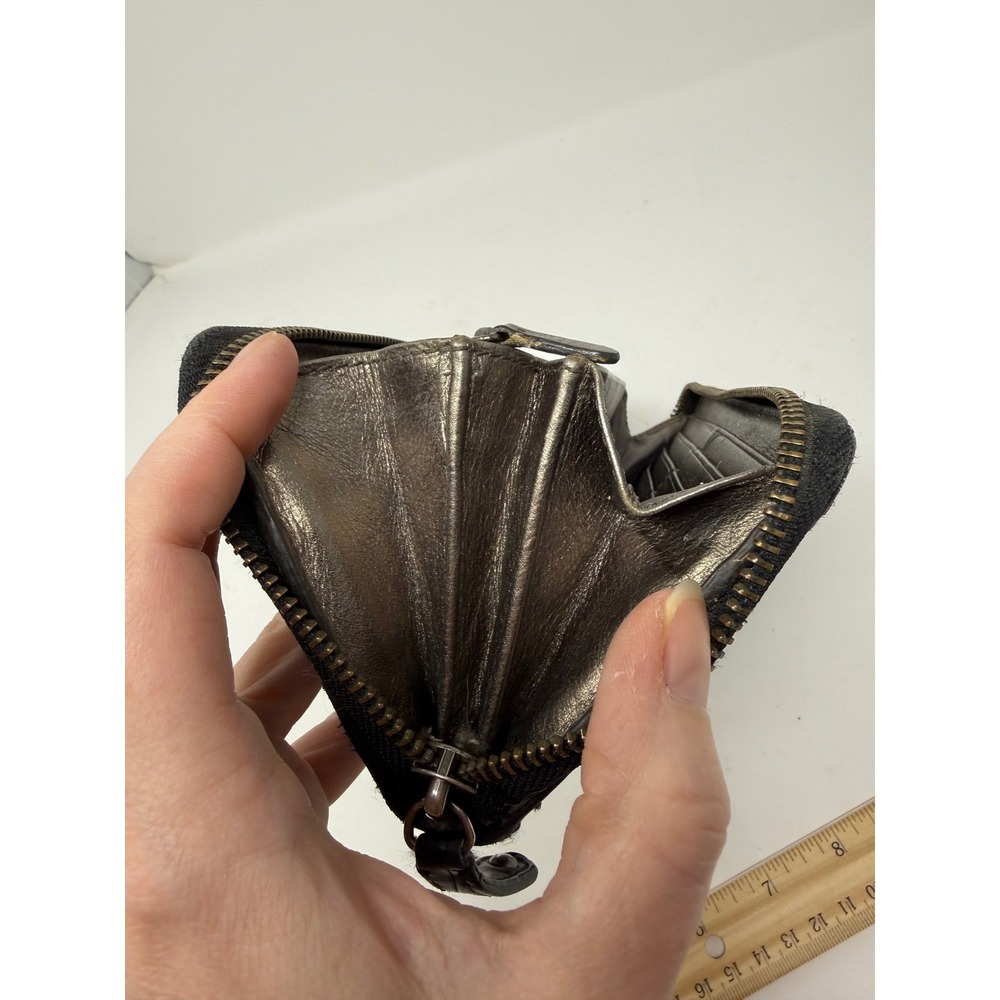 COACH Crocodile Embossed Leather Accordion Black Wallet 8‎ inches - Picture 15 of 16